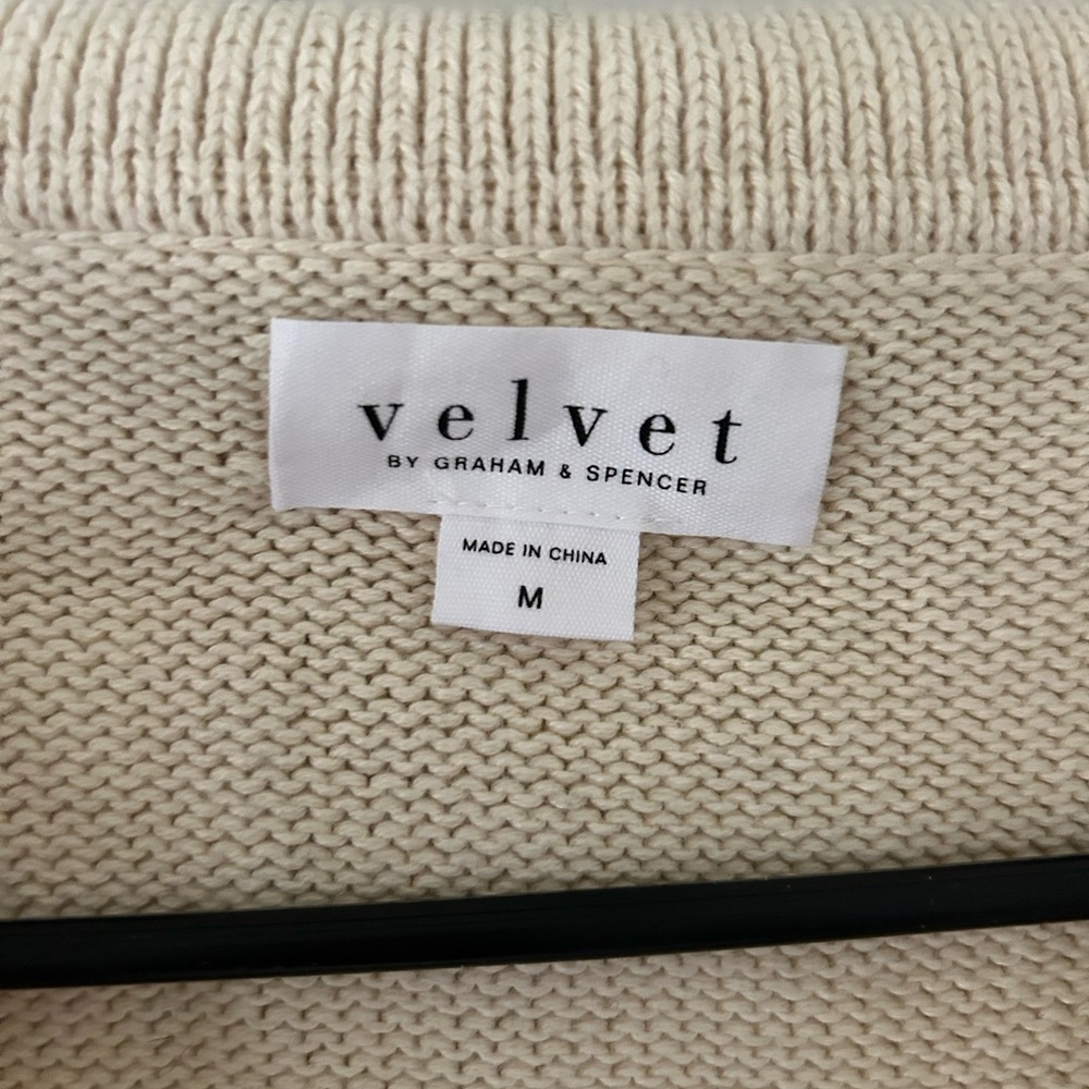 Perfect Condition Velvet Women's Striped Black and Cream Sweater - Picture 2 of 3